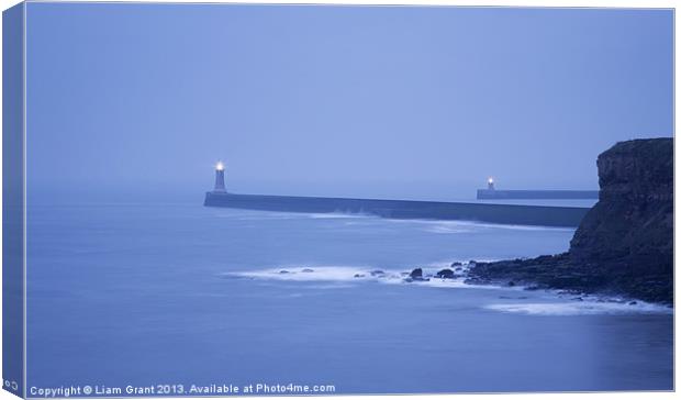 North and South Pier Lighthouses at dawn from Shar Canvas Print by Liam Grant