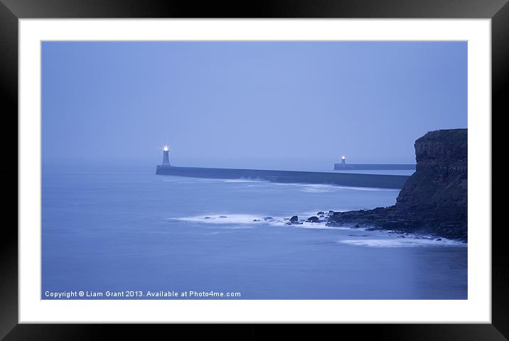 North and South Pier Lighthouses at dawn from Shar Framed Mounted Print by Liam Grant
