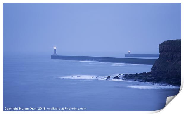 North and South Pier Lighthouses at dawn from Shar Print by Liam Grant