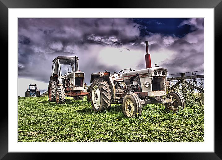 Three Tractors Framed Mounted Print by kevin wise