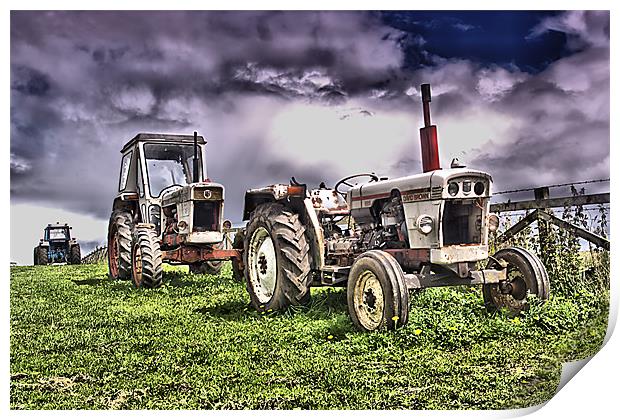 Three Tractors Print by kevin wise