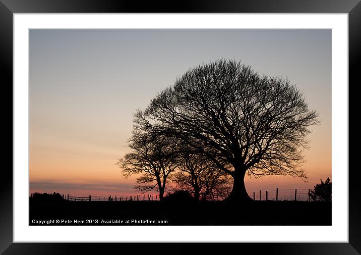Sunset shilouette Framed Mounted Print by Pete Hemington