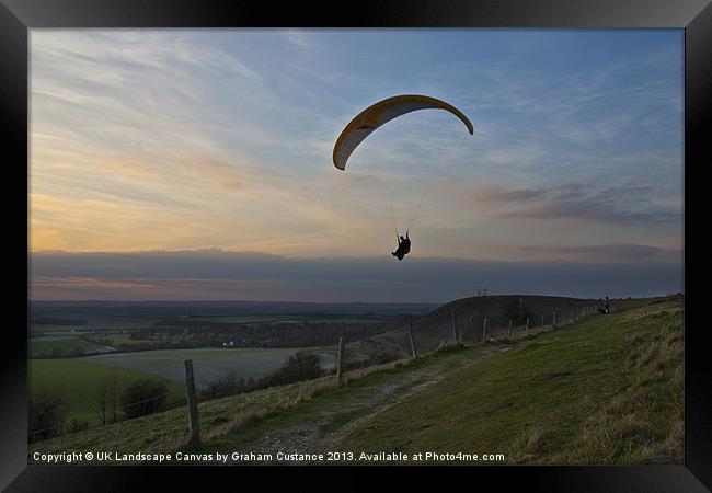 Hang gliding at the Downs Framed Print by Graham Custance
