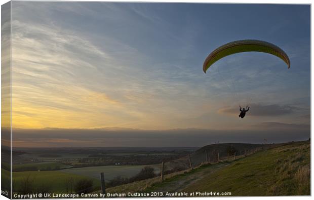 Hang gliding at the Downs Canvas Print by Graham Custance