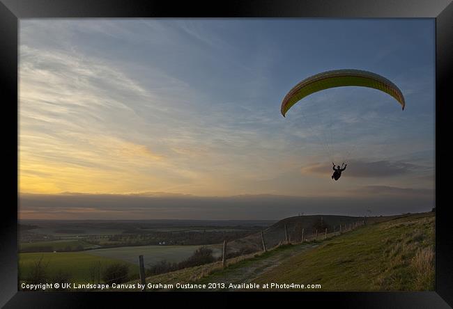 Hang gliding at the Downs Framed Print by Graham Custance