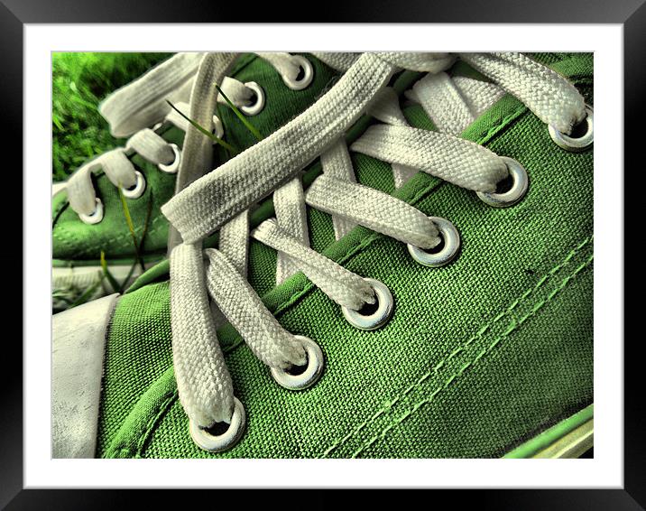 green sneakers Framed Mounted Print by Heather Newton