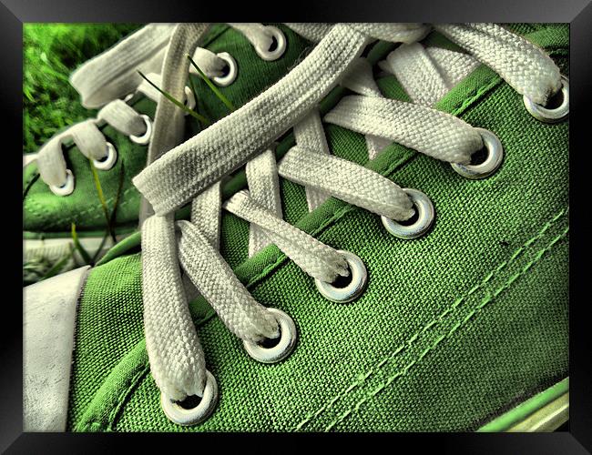 green sneakers Framed Print by Heather Newton