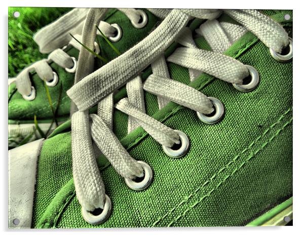 green sneakers Acrylic by Heather Newton