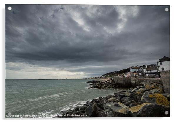 Lyme Regis under Stormy Skies Acrylic by Phil Wareham