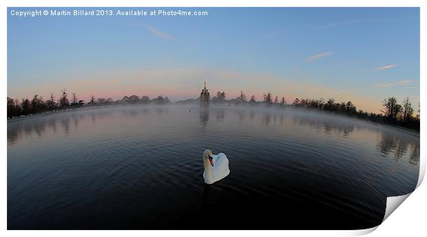 Swan on the pond Print by Martin Billard