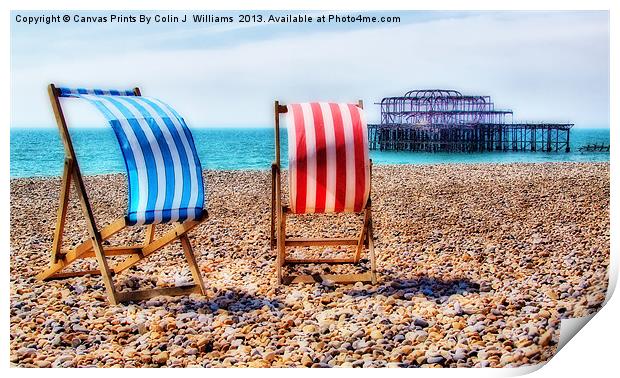 Deckchairs Brighton Beach Print by Colin Williams Photography