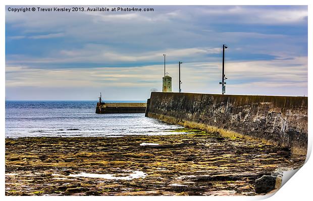 Harbour Wall Seahouses Print by Trevor Kersley RIP