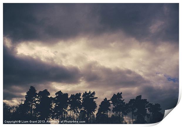 Rainclouds at sunset. Lynford, Norfolk, UK. Print by Liam Grant