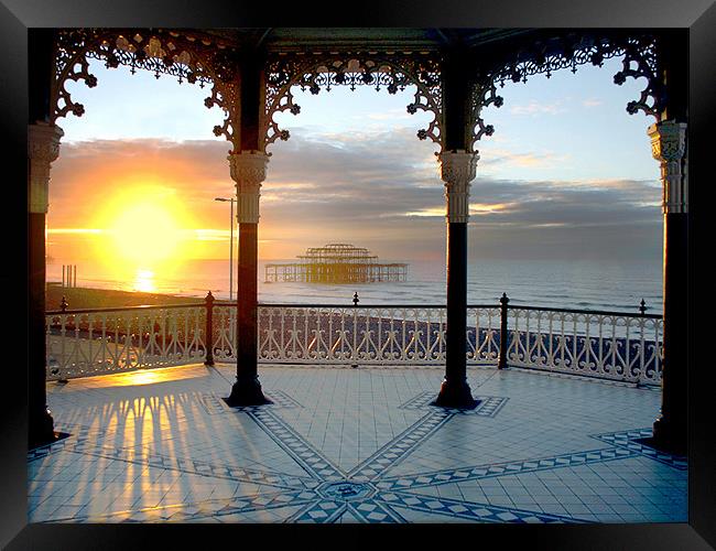 Bandstand winter solstice Framed Print by Terry Busby