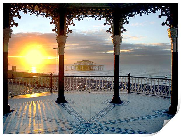 Bandstand winter solstice Print by Terry Busby