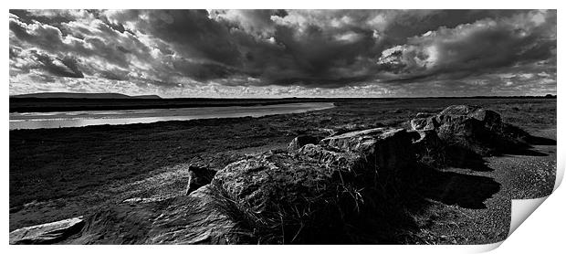 Saltmarsh and stormclouds Print by Paul May