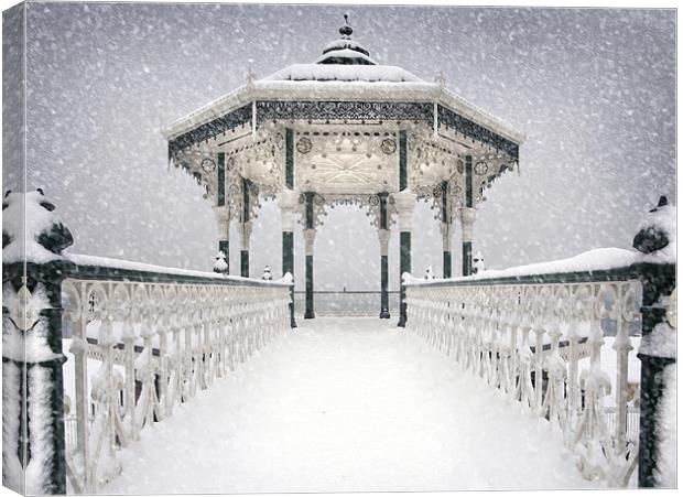 Bandstand in the snow Canvas Print by Terry Busby