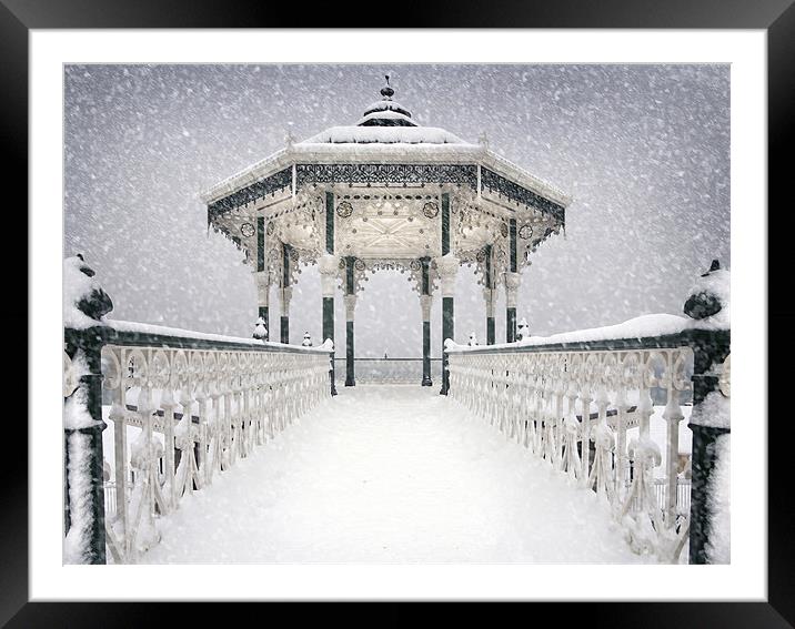 Bandstand in the snow Framed Mounted Print by Terry Busby