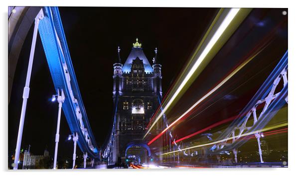Tower Bridge By Night Acrylic by subha pattnaik