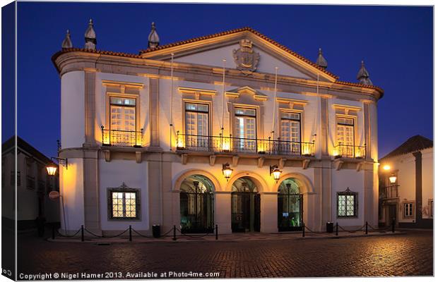 City Hall Faro at Night Canvas Print by Wight Landscapes