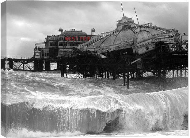 West Pier collapse Canvas Print by Terry Busby