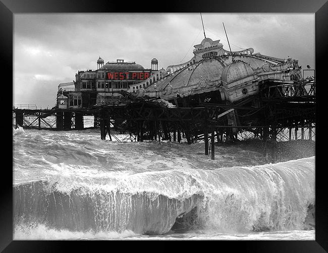 West Pier collapse Framed Print by Terry Busby