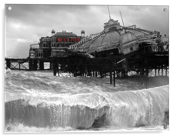 West Pier collapse Acrylic by Terry Busby