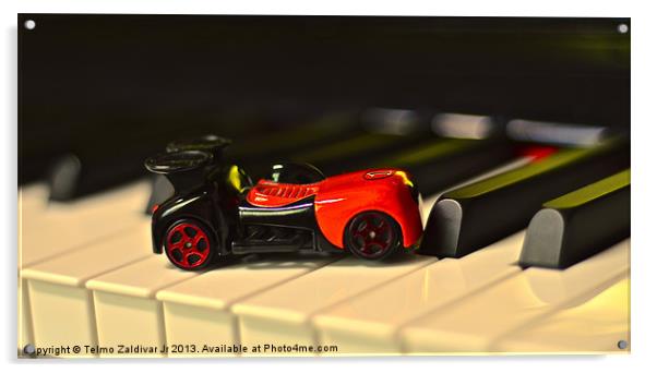 Car Toy on the Piano Acrylic by Telmo Zaldivar Jr