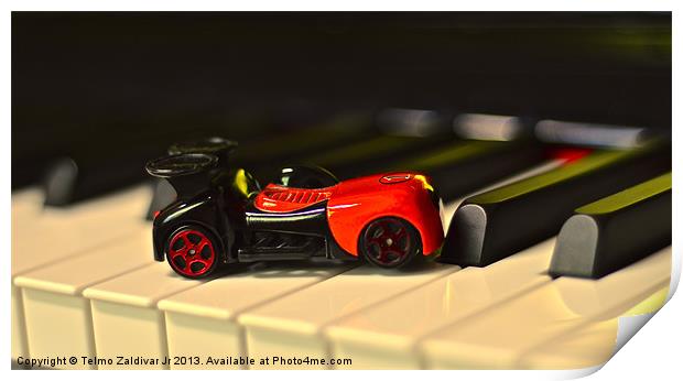Car Toy on the Piano Print by Telmo Zaldivar Jr
