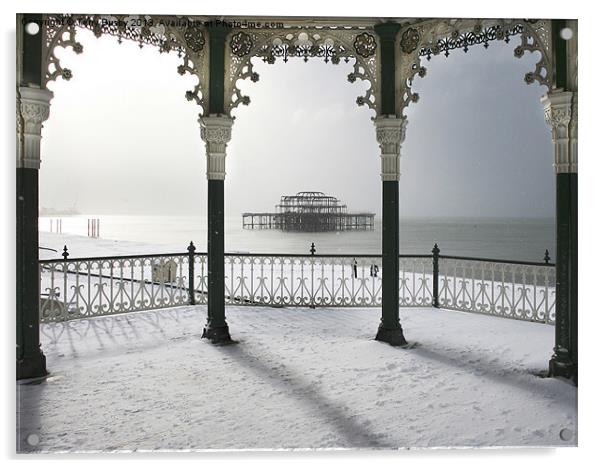 Bandstand winter view Acrylic by Terry Busby
