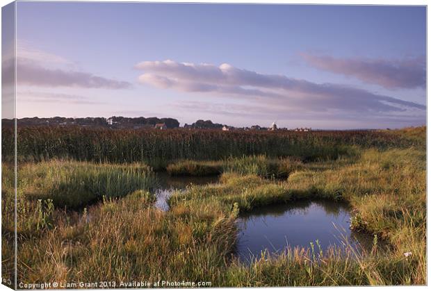 Marshes and Windmill. Cley-next-the-Sea, Norfolk,  Canvas Print by Liam Grant