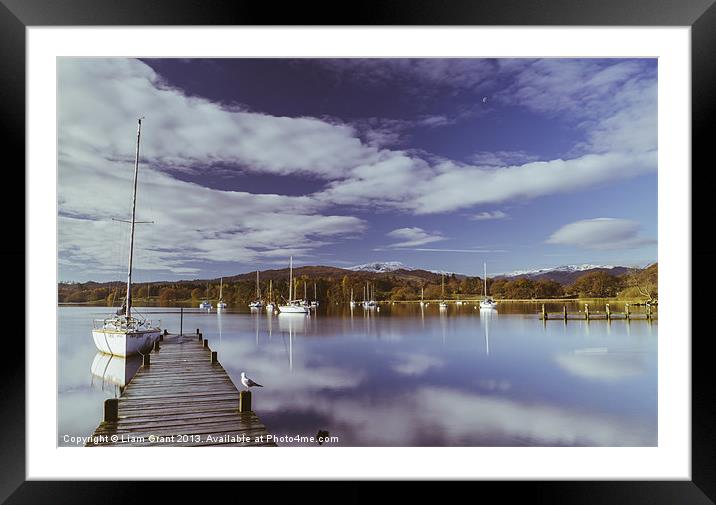 Boats on Lake Windermere at Waterhead. Lake Distri Framed Mounted Print by Liam Grant