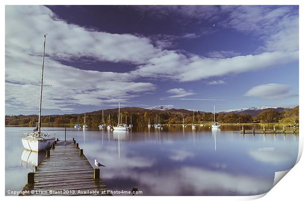 Boats on Lake Windermere at Waterhead. Lake Distri Print by Liam Grant