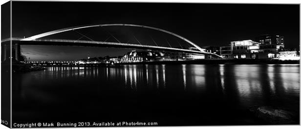 Night falls over maastrict in Black and White Canvas Print by Mark Bunning