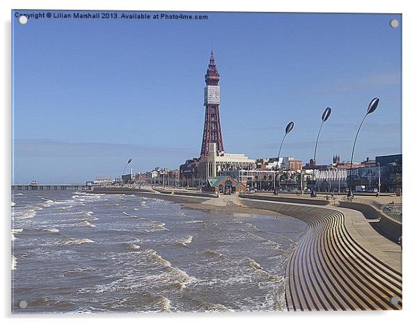 Blackpool Promenade Acrylic by Lilian Marshall