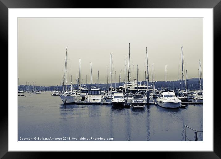 Falmouth in blue Framed Mounted Print by Barbara Ambrose