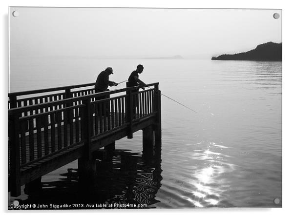 Fishing on Lake Garda Acrylic by John Biggadike