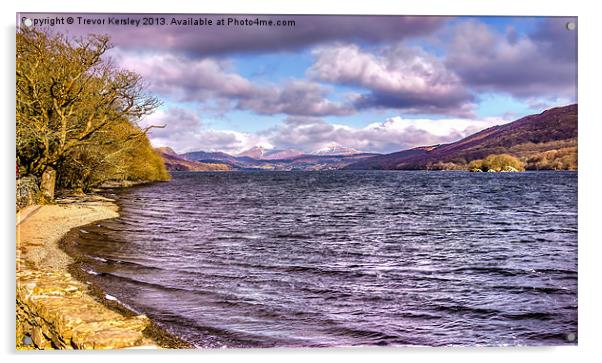 Coniston Water Lake District Acrylic by Trevor Kersley RIP