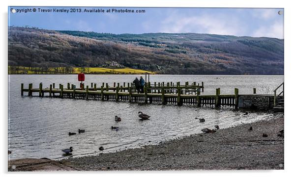 The Jetty Coniston Water Acrylic by Trevor Kersley RIP