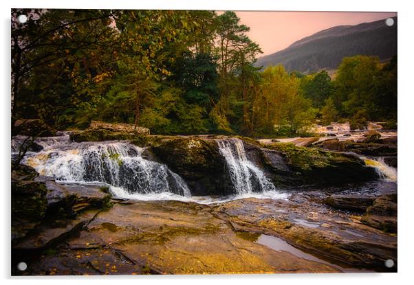 Falls of Dochart Scotland Acrylic by Mark Llewellyn