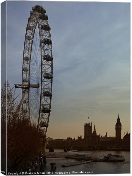Parliament and the Thames Canvas Print by Graham Moore