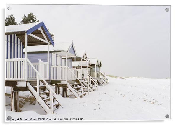 Beach huts covered in snow. Wells-next-the-sea, No Acrylic by Liam Grant