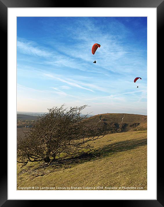 Hang gliding at the Downs Framed Mounted Print by Graham Custance