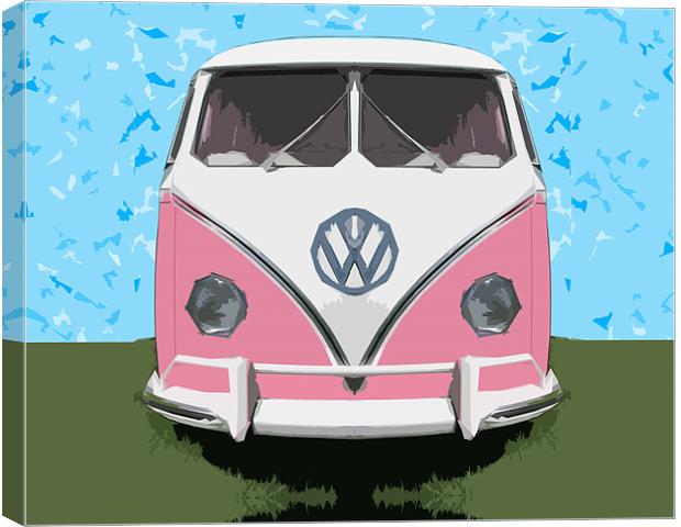 The VW Pink Peace & Love Bus Canvas Print by Bruce Stanfield