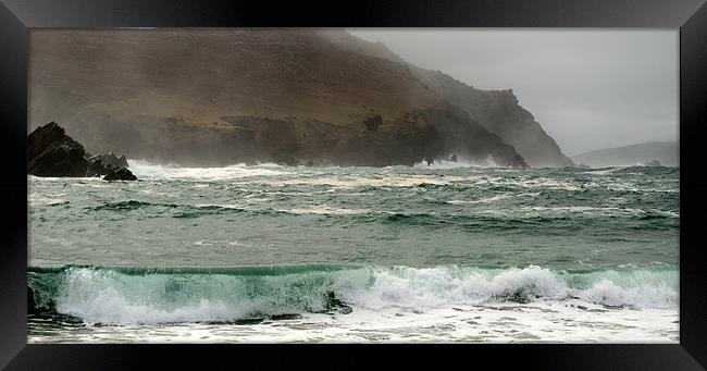 Misty day on Clogher beach Framed Print by barbara walsh
