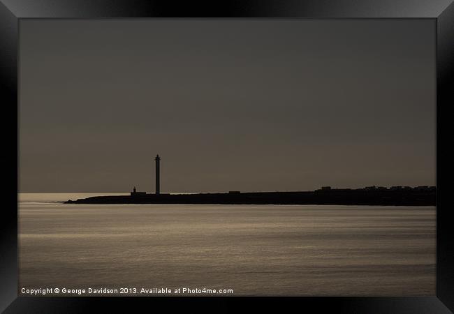Lighthouse Silhouette Framed Print by George Davidson