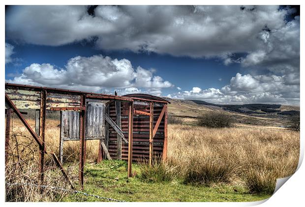 Welsh Mountains and Steel Shed Print by Simon West