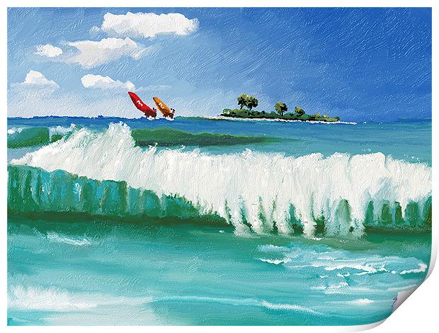 Island Resort Print by Hassan Najmy