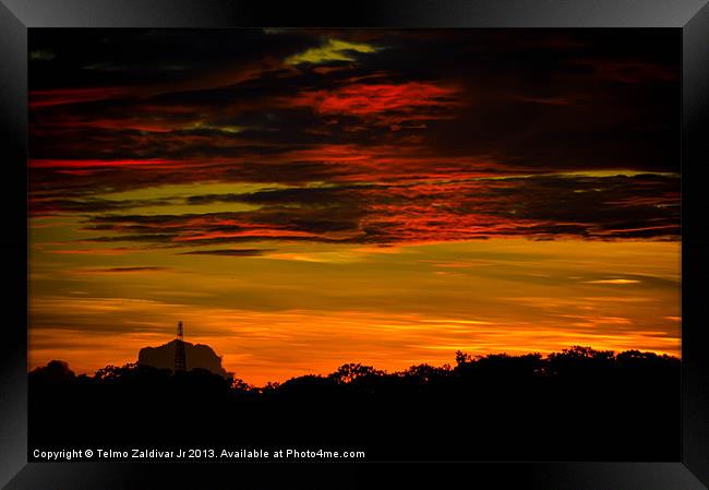 Sunset view in Rimba Framed Print by Telmo Zaldivar Jr