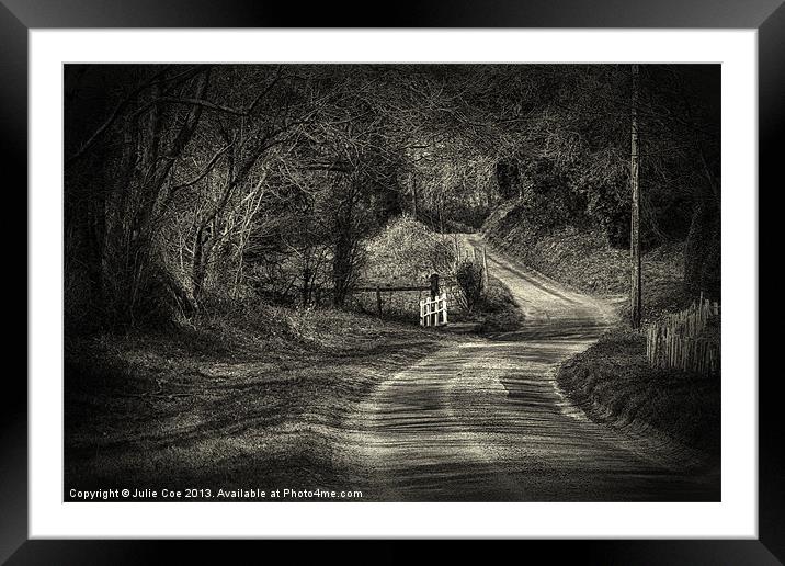On The Road Again, BW Framed Mounted Print by Julie Coe